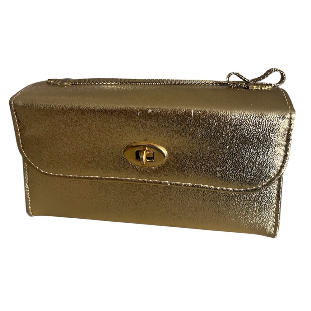 Vintage Harry Levine USA Gold Metallic Clutch Shoulder Bag